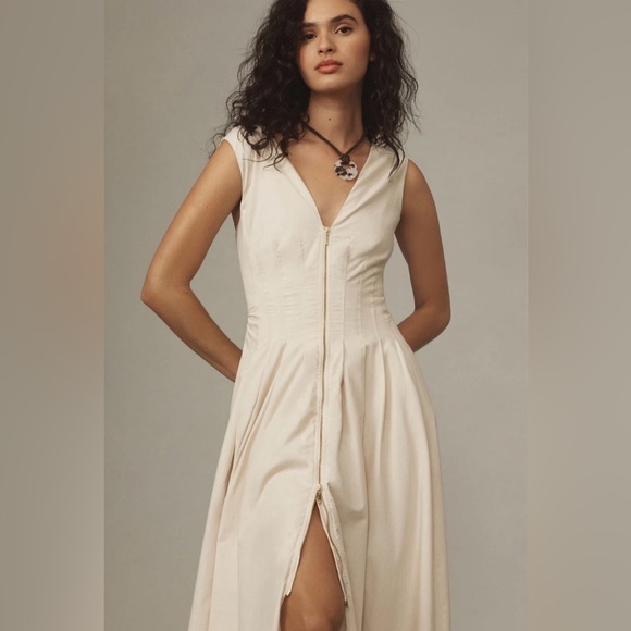 Anthropologie By Anthropologie Sleeveless V-Neck Corset Midi Dress - Picture 2 of 8